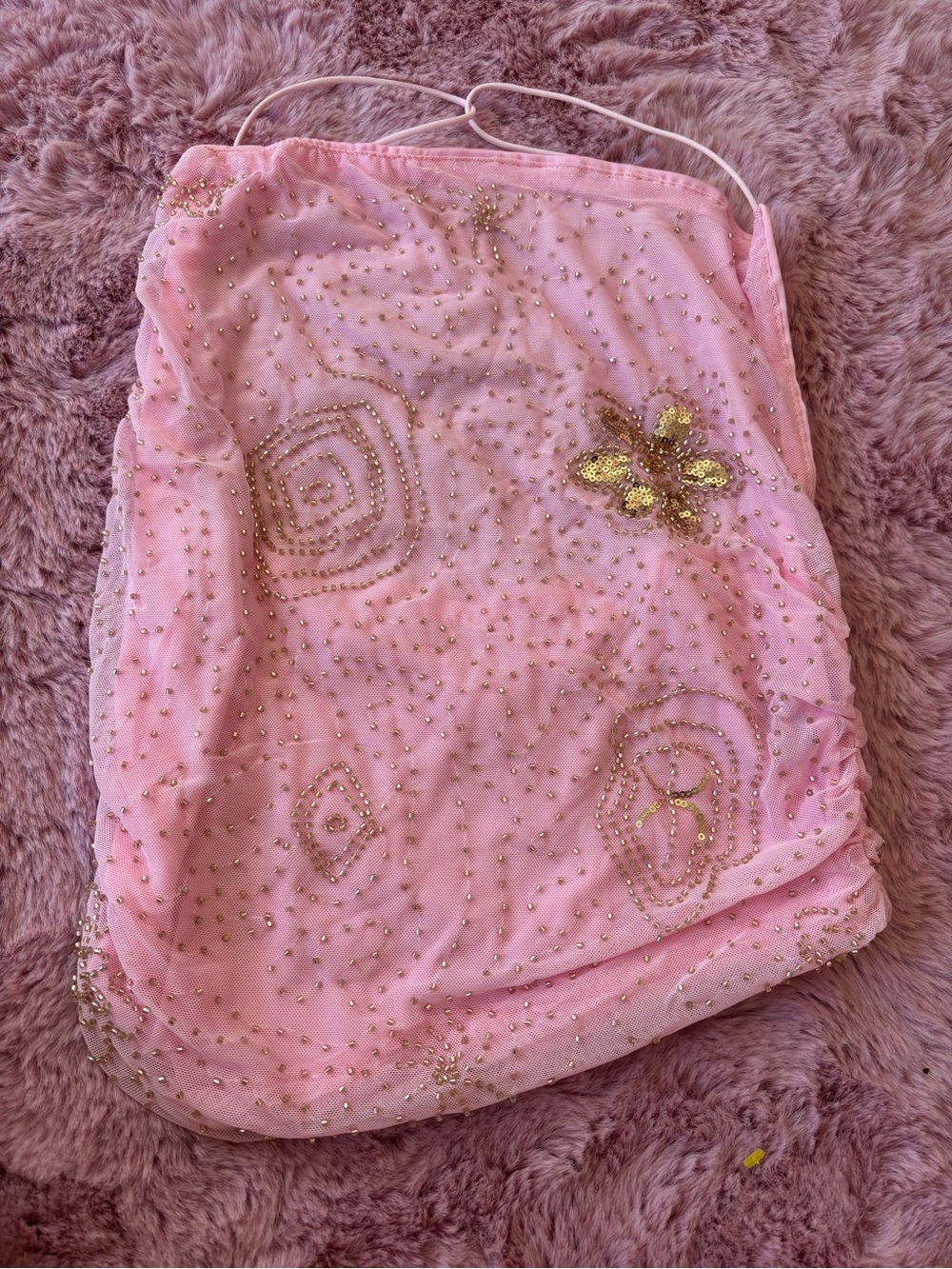 Pink beaded top with gold sequins